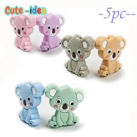 cute idea 5pcs koala cartoon animalsilicone beads diy silicone teether teething pacifier chain toys accessories baby products