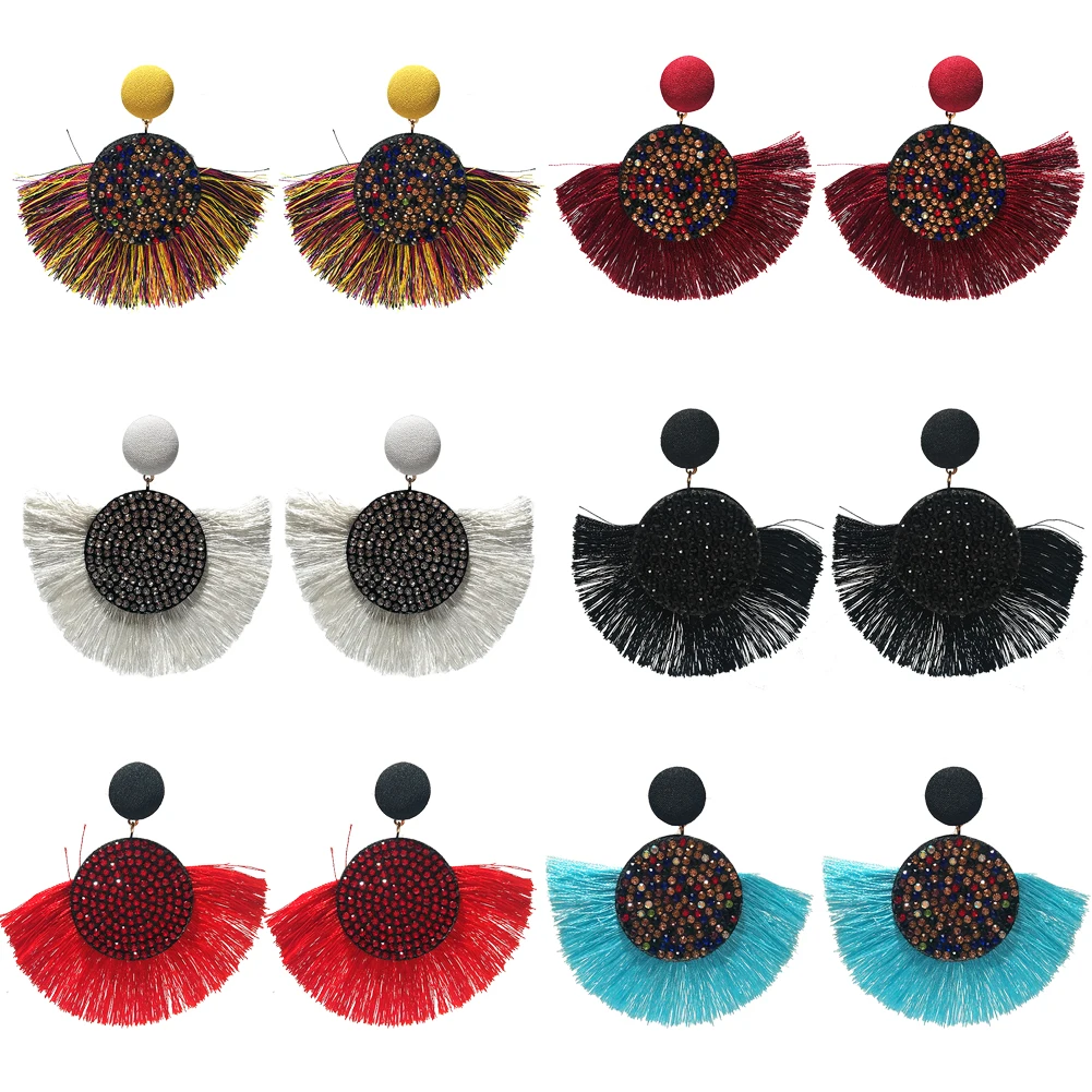 

6 Pairs Colorful Statement Tassel Earrings, Handmade Bohemian Hanging Fringe Dangle Earrings for Women Girls