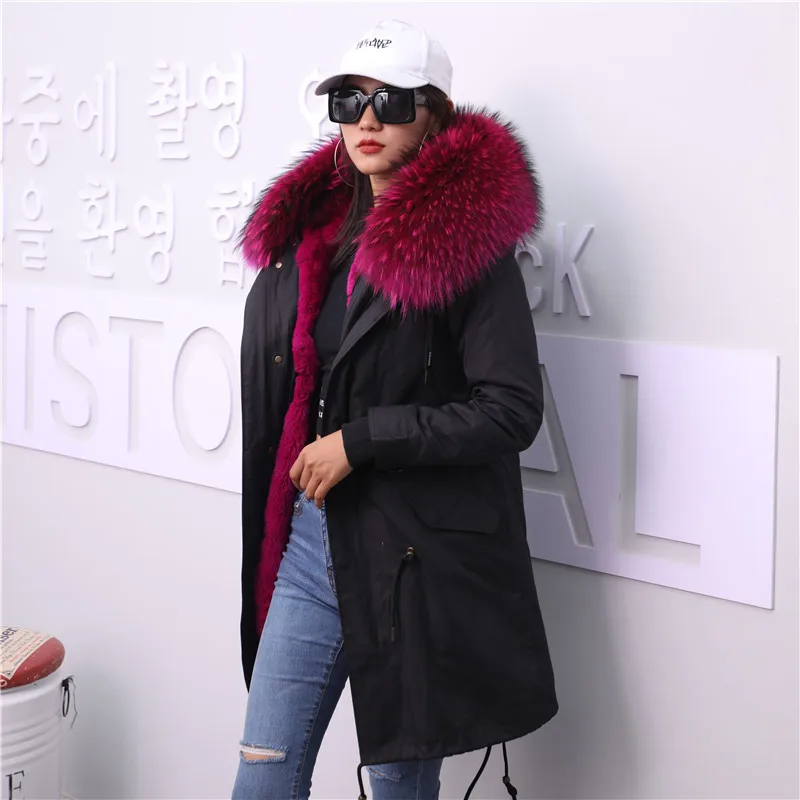 Оверсайз теплые парки из натурального меха thikcer женская зимняя длинная подкладка