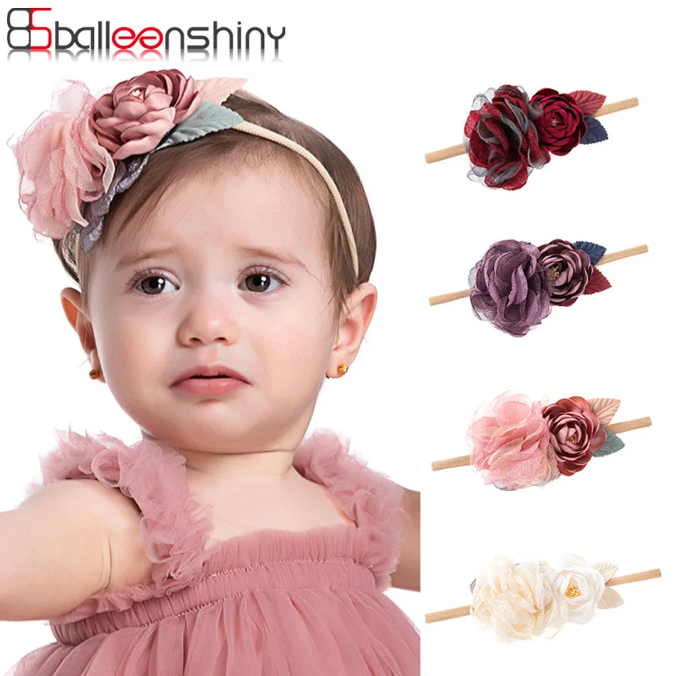 

Balleenshiny Fabric Lace Mesh Yarn Flower Nylon Children's Headband Newborn Baby Hair Band Kids Gilrs Hair Accessories Headwear