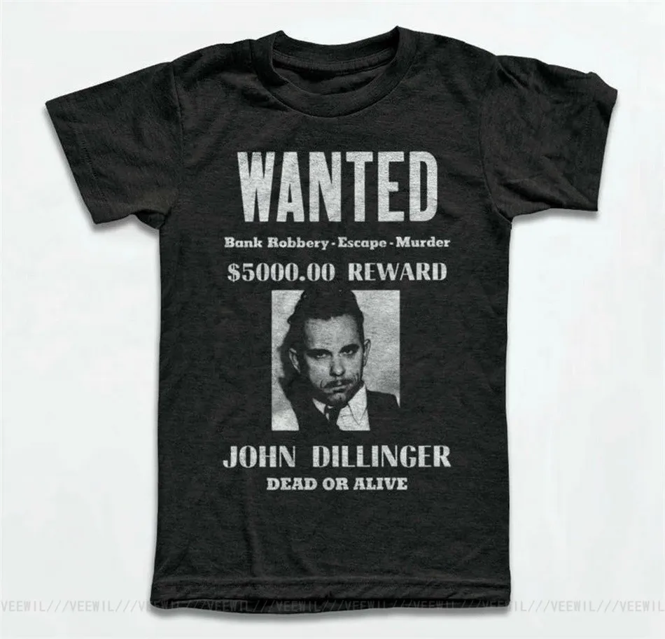 Футболка John Dillinger винтажные тройные футболки требуемый постер American Outlaw