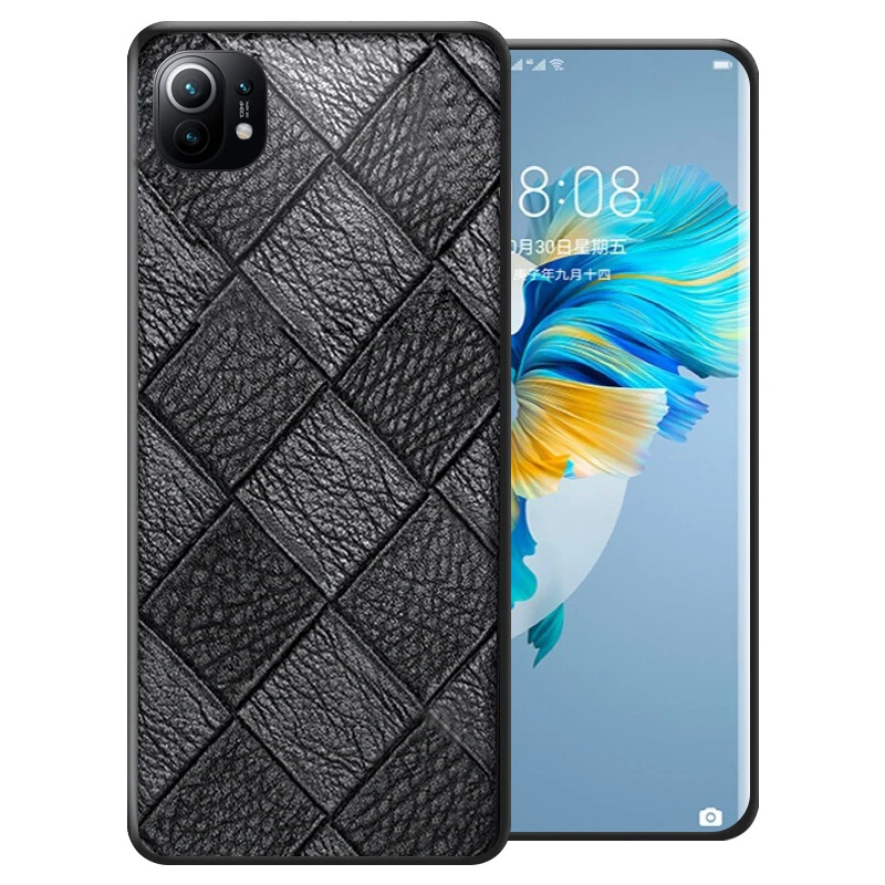 

High-end cowhide leather checkered phone case is suitable for xiaomi 11 Pro 11 Ultra 11pro plus 9 Pro for xiaomi10S shell
