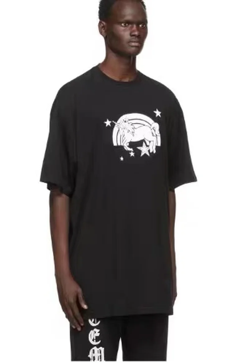 

21SS графитовая Футболка с принтом единорога, кавайная одежда, свободные футболки, оптовая продажа одежды, футболки