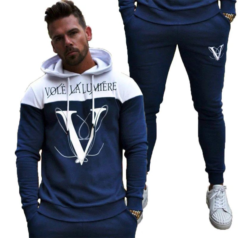 Высокое качество Новый спортивный костюм толстовка с капюшоном мужская