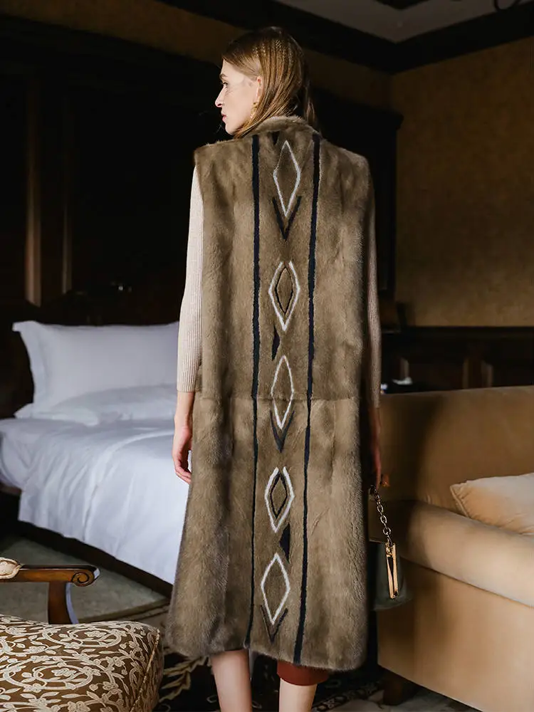 Arlenesain 2020 новый дизайн кофейного цвета норковый мех бриллиантовый Узор Женский