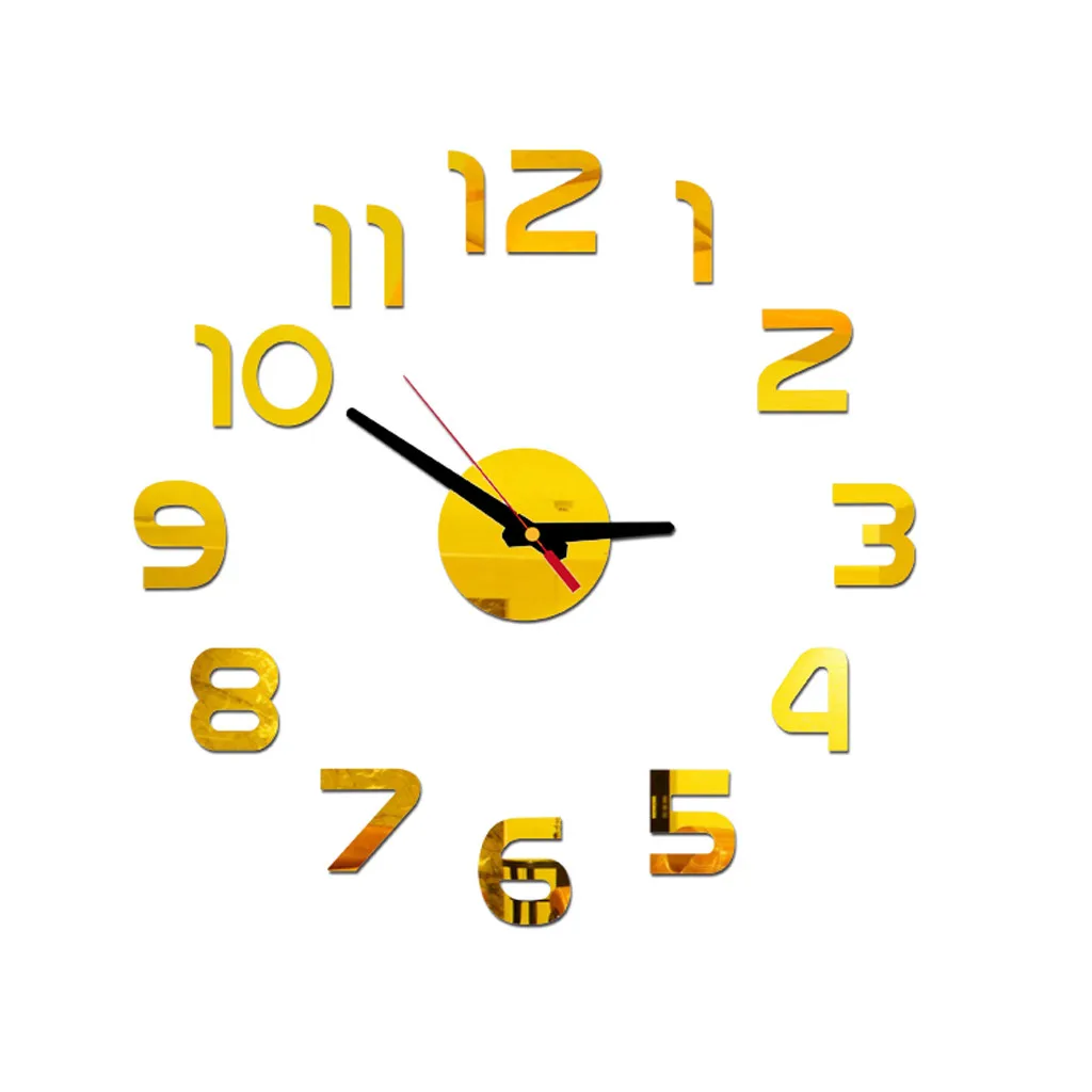 Modern Large Wall Clock 3d Mirror Sticker Unique Big Number Watch Diy Decor Art Decal Home Decoration | Дом и сад