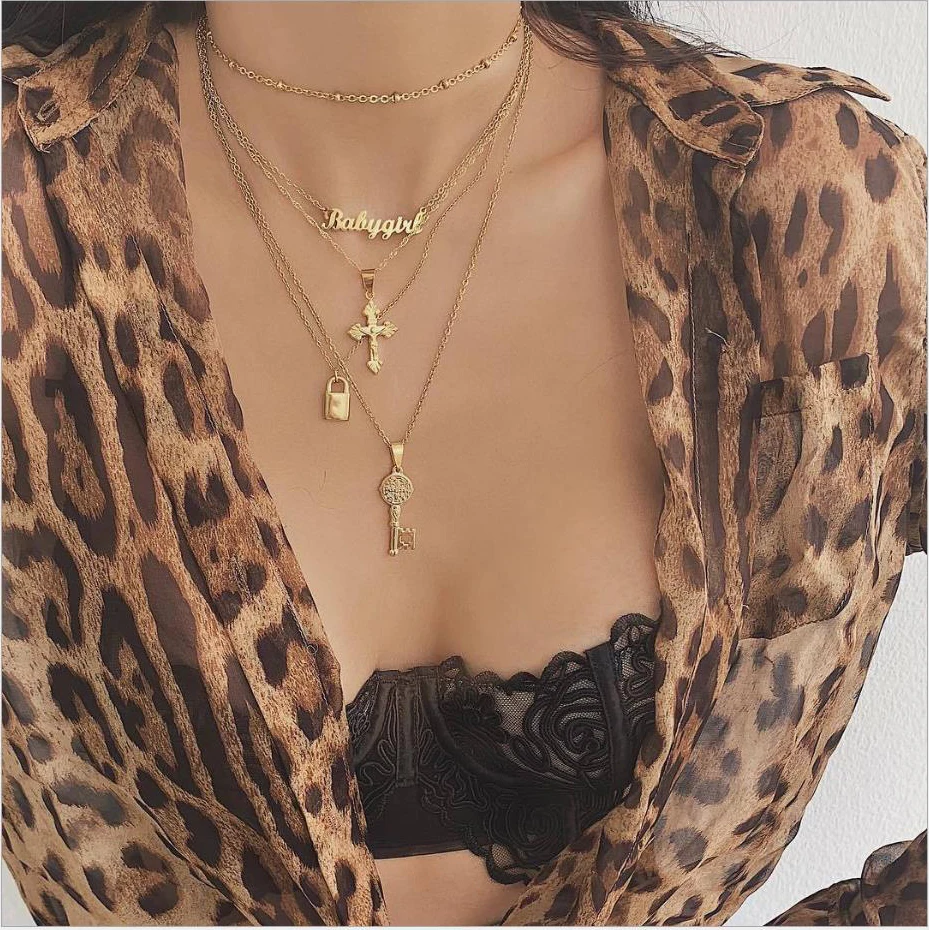 Многослойная подвеска в виде ключа с крестом | Украшения и аксессуары