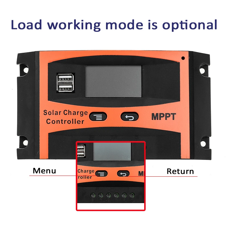 MPPT 60A/50A/40A/30A контроллер солнечного заряда 12 В 24 в авто lcd двойной USB солнечная батарея для телефона батарея PV регулятор встроенный таймер