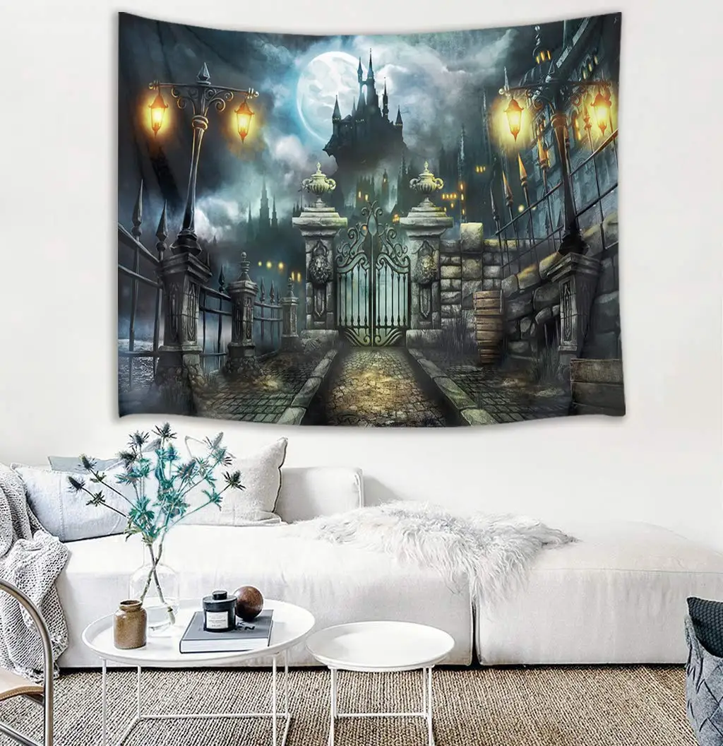 Ковер Замок с привидениями здание ретро ворота настенный подвесной полнолуние в