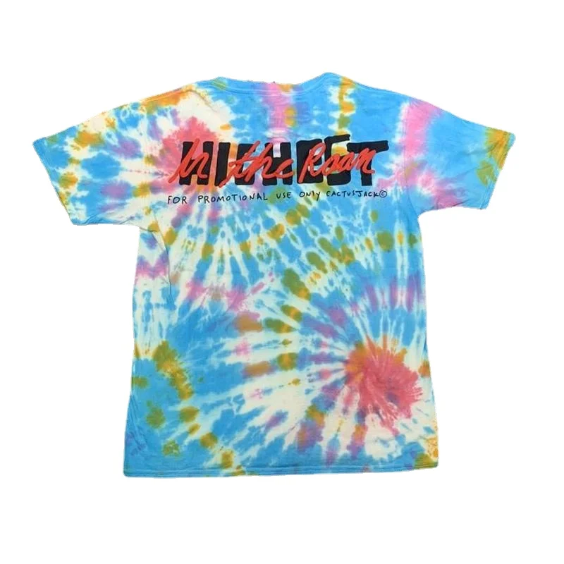 

22SS Tie-dye Around Rap TRAVIS SCOTT T Shirts Men Women EU Size 100% Cotton Cactus Jack Top Tees High Street Summer Harajuku