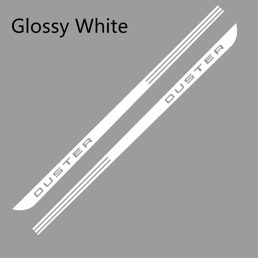 Glossy White 2 шт. для Dacia Renault Duster, автомобильная Боковая дверь, наклейка в полоску, авто стиль, наклейка, виниловая пленка, автомобильный тюнинг, аксессуары - Название цвета: Glossy White
