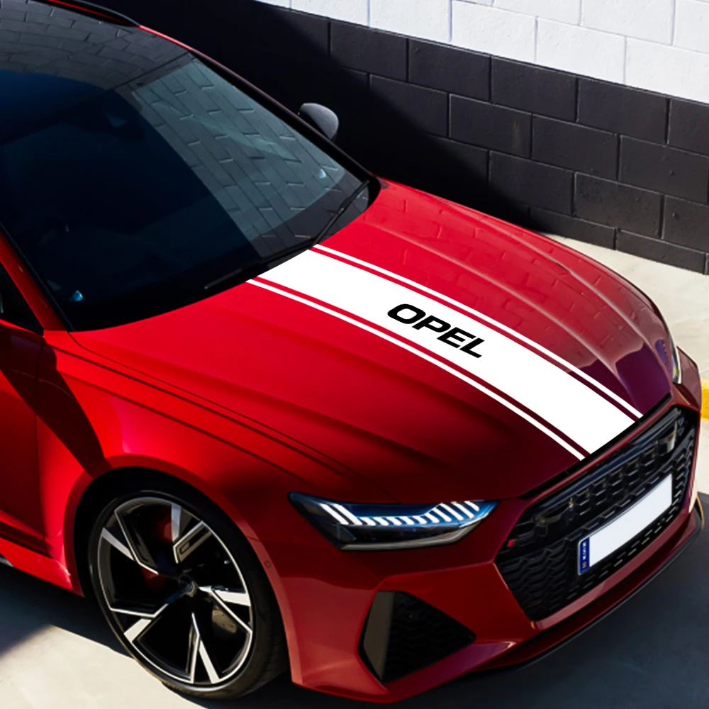 Автомобильная накладка на крышку капота двигателя полосатая наклейка Виниловая