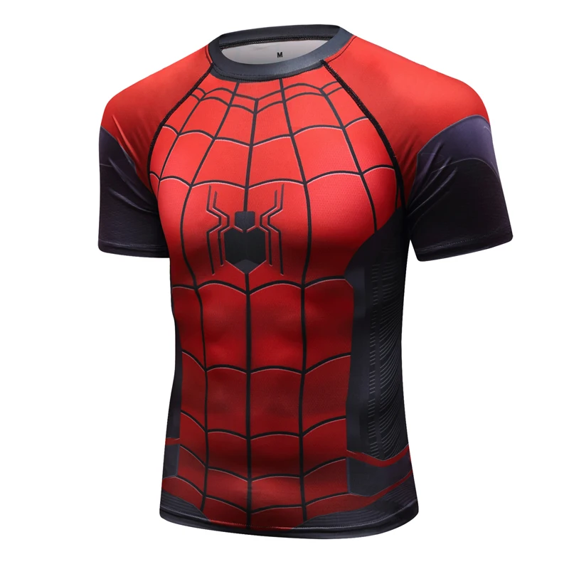 

Fitness Training Tights Raglan Sleeve Compression Shirts Men 3D Printed T shirts Short Sleeve Cosplay Costume Tops Male