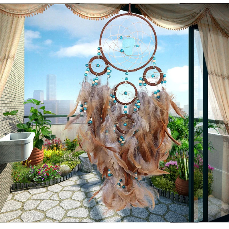 Фото Ловец снов креативная подвеска с пером колокольчиком украшение для дома