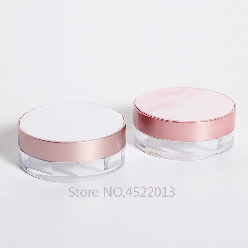 8.5g 30pcs Empty Round Cosmetic Pink/White Powder Refillable Jar, DIY Plastic Loose Powder Case with Sifter, Beauty Makeup Tool
