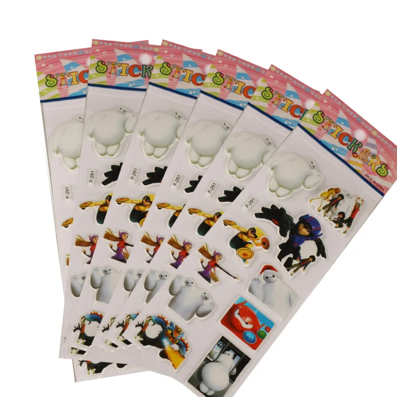 6 листов Vsco девушка большой герой Baymax стикер 3D пузырьки пышные Kawaii Crayon Shin-chan мультфильм фильм портрет детские игрушки - Цвет: F291-6