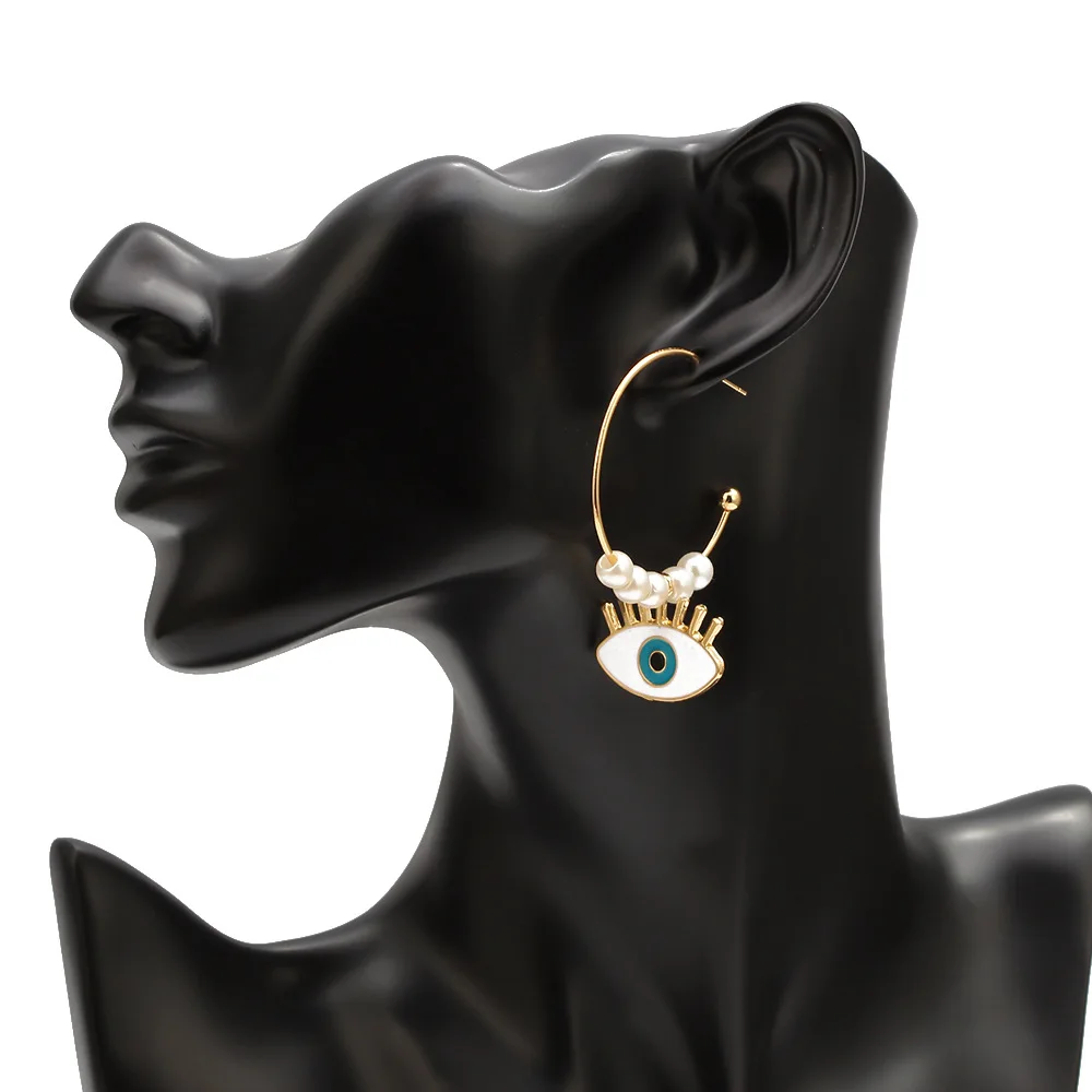 

Fashion Eye Of the Demon Pearl Earring Exaggeration Girl Pendant Earrings Wind Blue Eyes Party Jewelry Gifts