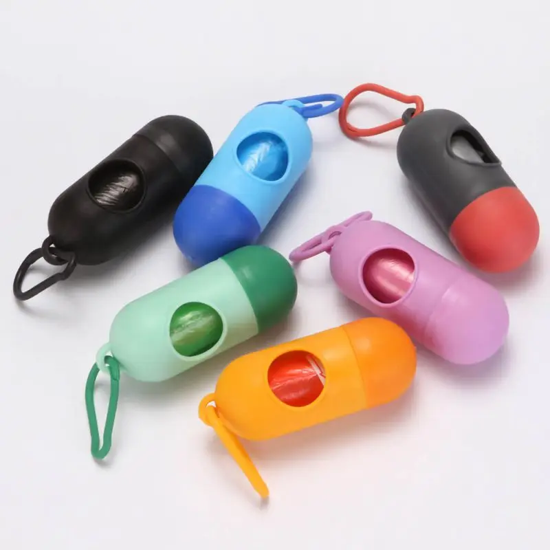 Pill / Bone 8 Color Cure Shit Bag Dispenser Trash Can Holder Poop Set Pet Dog Cleaning Supplies 15 Roll Bags | Дом и сад