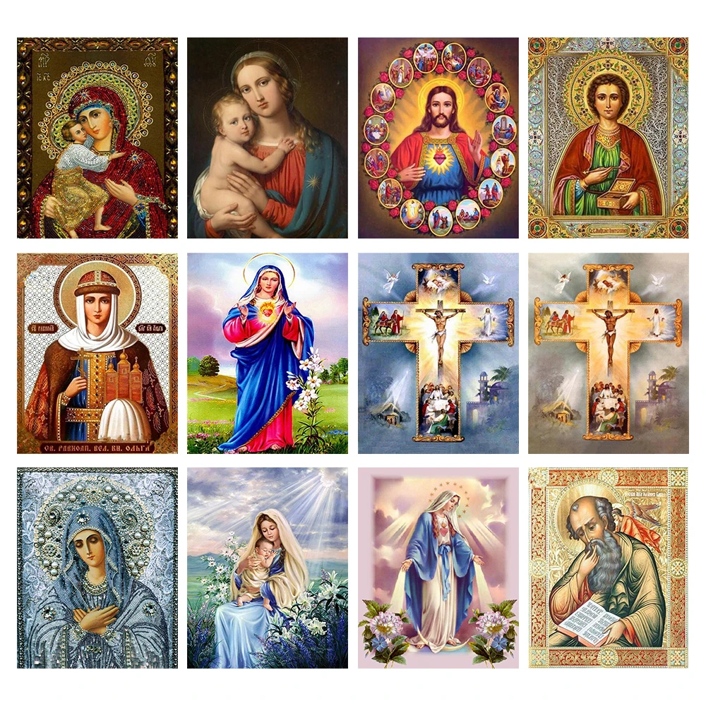 Религиозная алмазная живопись Дева Мария мозаика искусство вышивка с Иисусом