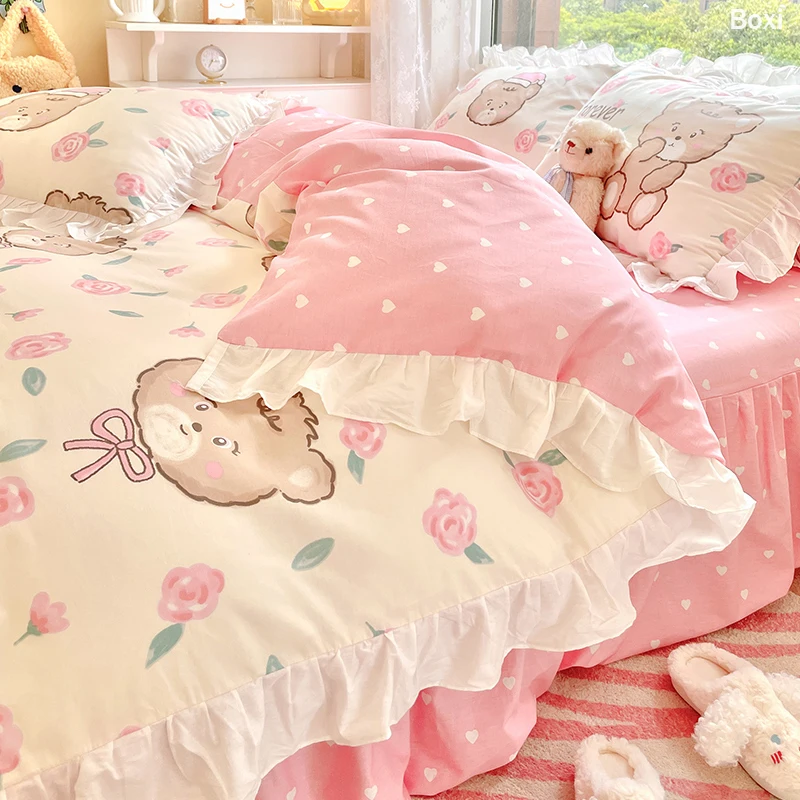 Комплект постельного белья в Корейском стиле для девочек милая хлопковая