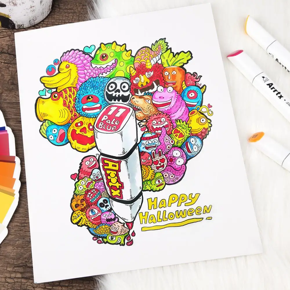 Arrtx профессиональные художественные маркеры авторучка эскиз на спиртовой основе