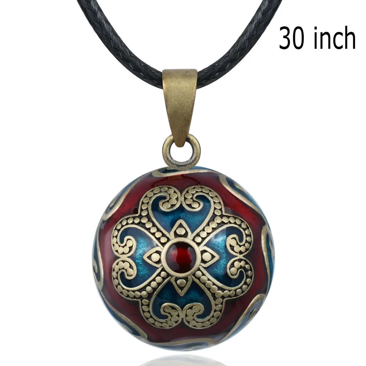 30 inch rope Eudora Harmony беременность ожерелье с шариком Беременность бола шар кулон с Цветок ириса Роскошные барокко ювелирные изделия для беременных женщин - Окраска металла: 30 inch rope