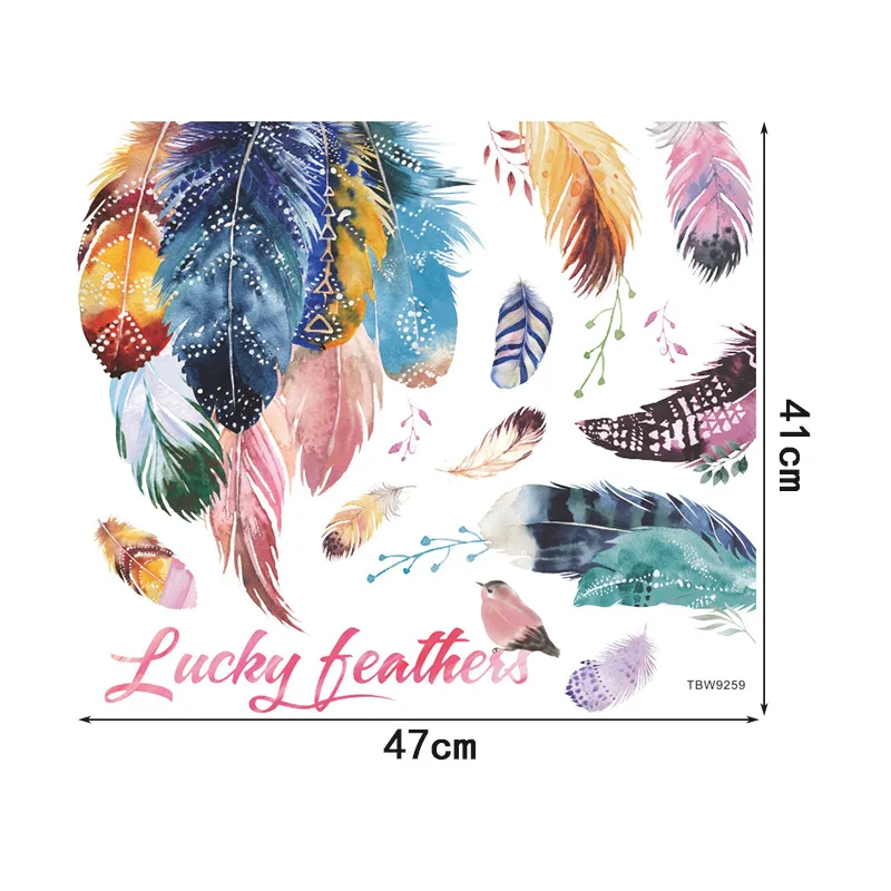Новый Цвет перо наклейки на стену дома Гостиная фоновое настенное украшение для