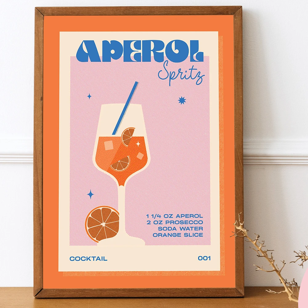 

Постер в скандинавском стиле ретро коктейли апирол Spritz Картина на холсте винтажная Художественная печать минимализм Современная Настенна...