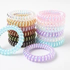 Женские разноцветные пластиковые резинки для телефонной проволоки эластичные цветные s не маркирующие спиральные резинки Однотонные резинки для волос