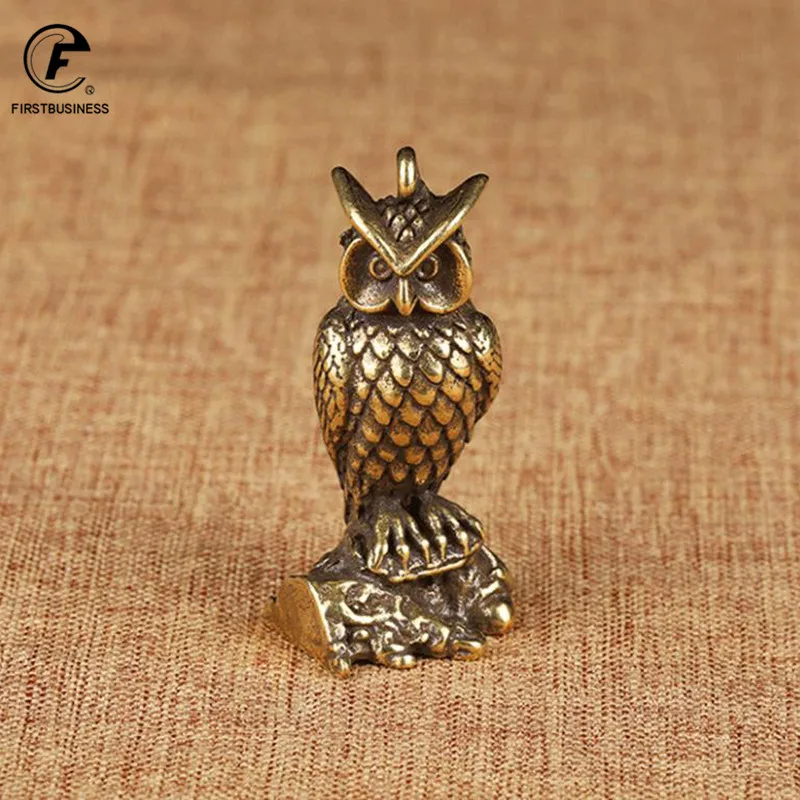 Старинная бронзовая стойка статуя Совы настольное маленькое украшение