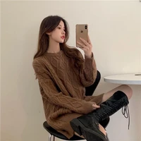 new autumn and winter korean style loose plus velvet thick thick warm sweater pullover knit long sleeved lazy wind top
