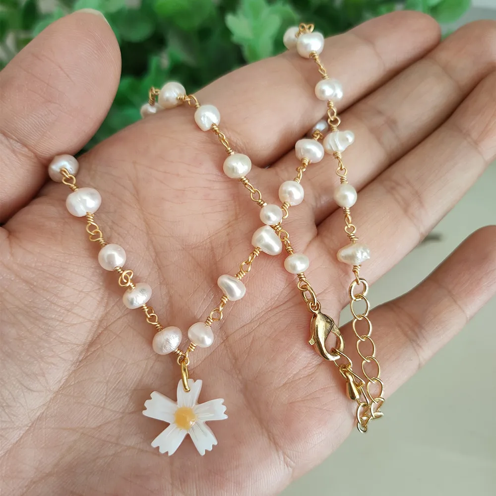 Акция! Ожерелье из натурального пресноводного жемчуга в стиле барокко 15 мм -