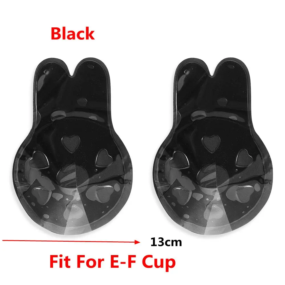 Black - for E-F Cup 1 пара, женская мода, самоклеющийся бюстгальтер пуш-ап, укороченный топ, силиконовый чехол для соски, наклейки, Сексуальный Невидимый бюстгальтер, бюстгальтер без косточек и лямок - Цвет: Black - for E-F Cup
