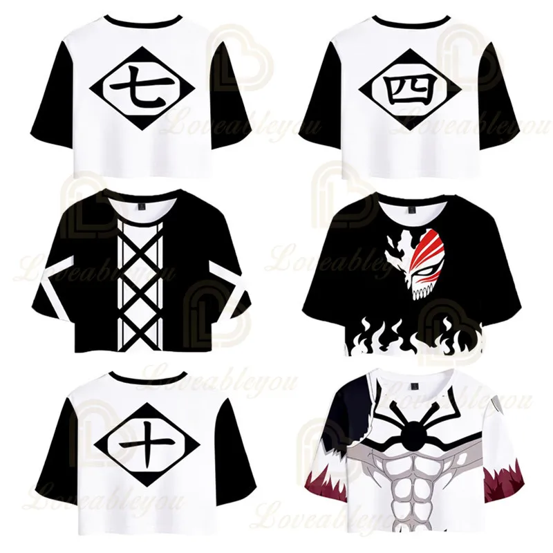 Лидер продаж футболка с аниме отбеливателем женский укороченный топ лето 2020