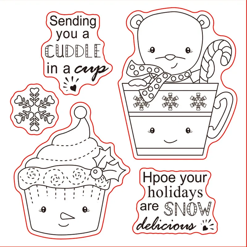 10x10 медведь прозрачный силиконовый штамп печать для сделай сам Скрапбукинг