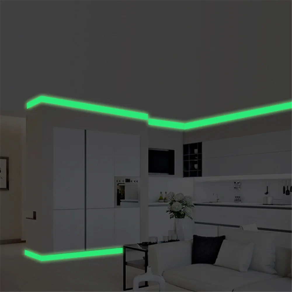

Luminous Strip Wall Stickers PET Home Decoration Bedroom Kids Living room Decor Glow in the dark Baseboard Band Sticker