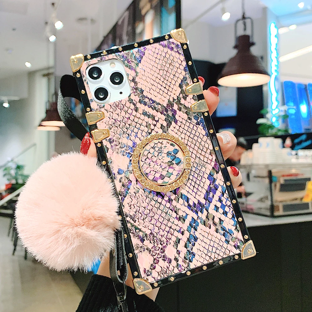 Чехол под змеиную кожу для Samsung S20 + Ultra Note10 Plus A51 A71 S10e S10 note 8 9 A30 A50 A70 A10S квадратный