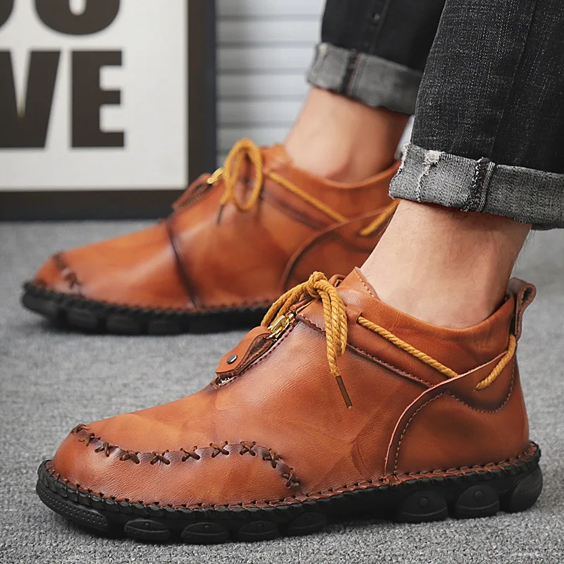 

Мужские зимние ботинки; Коллекция 2022 года; Высококачественные ботильоны из натуральной кожи; Модные мужские ботинки на молнии; Мужские кроссовки; Chaussure Homme