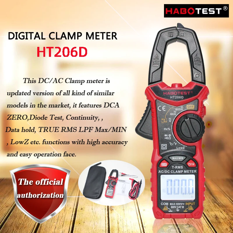 HABOTEST HT206A/HT206B/HT206D цифровой клещи; true RMS полная защита диапазона интеллектуальный цифровой дисплей мультиметр