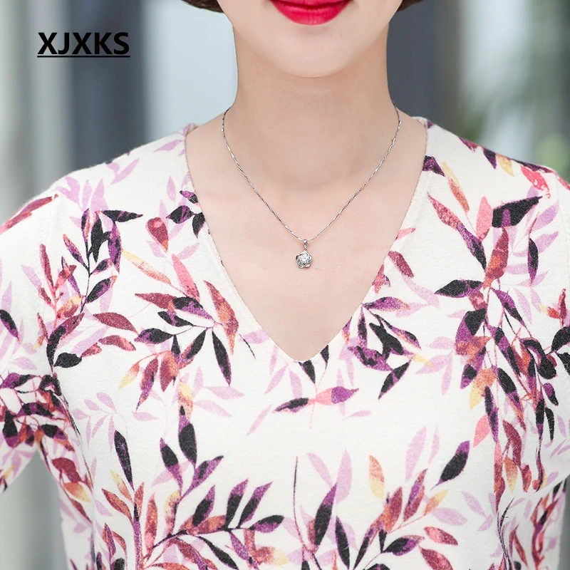 Женский свитер с длинным рукавом цветочным принтом | Женская одежда