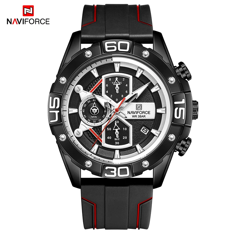 

NAVIFORC Men Watch Brand Luxury Sport Quartz Casual Clock Silicone Strap Waterproof Wristwatch Date Display Relogio Masculino