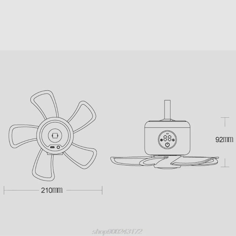 

8000mAh USB Rechargeable Remote Control Timing Camping Fan 4 Gears Tent Ceiling Fan with LED Lamp for Home A06 21 Dropship