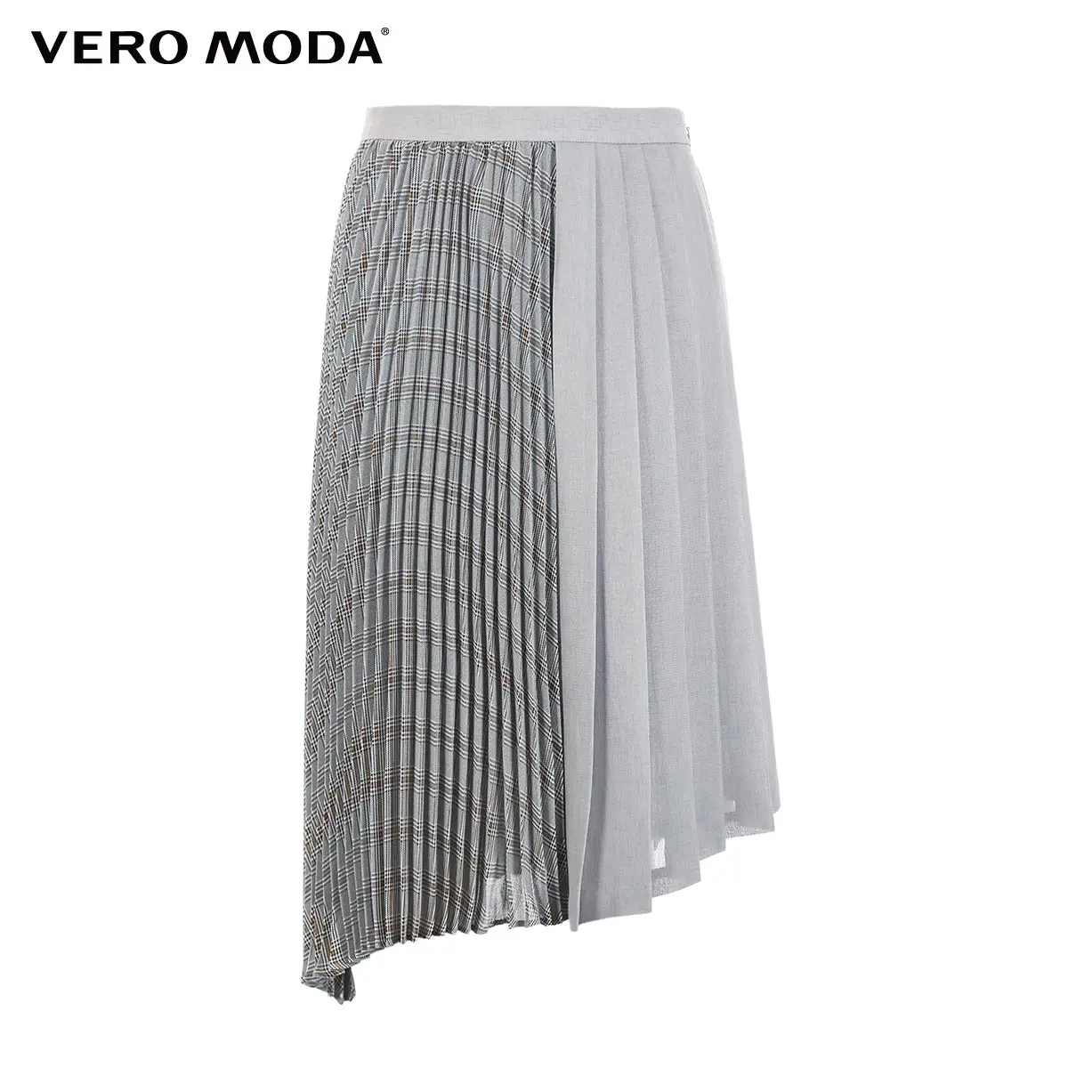 Vero Moda Женская контрастная плиссированная юбка средней длины с узором «гусиная лапка» | 318316543
