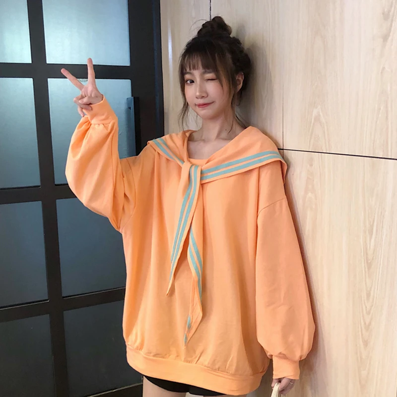 Кавайный стиль 2019 женские толстовки и свитшоты с бантиком большие Moletom Feminino Poleron