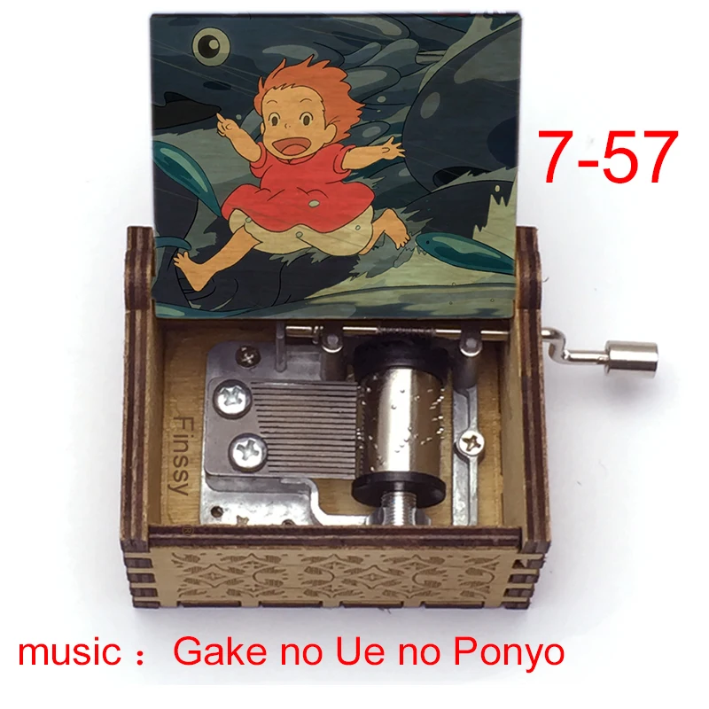 

Anime Ponyo on The Cliff By The Sea Gake No Ue No Ponyo Color Print Wooden Hand Music Box Christmas Birthday Gift Home Decor