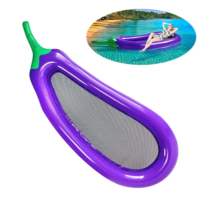 

Giant Inflatable Pool Float Eggplant Shape Floats Raft Air Mattresses Floating Row Summer Swimming Water Sports Beach Toy Adults