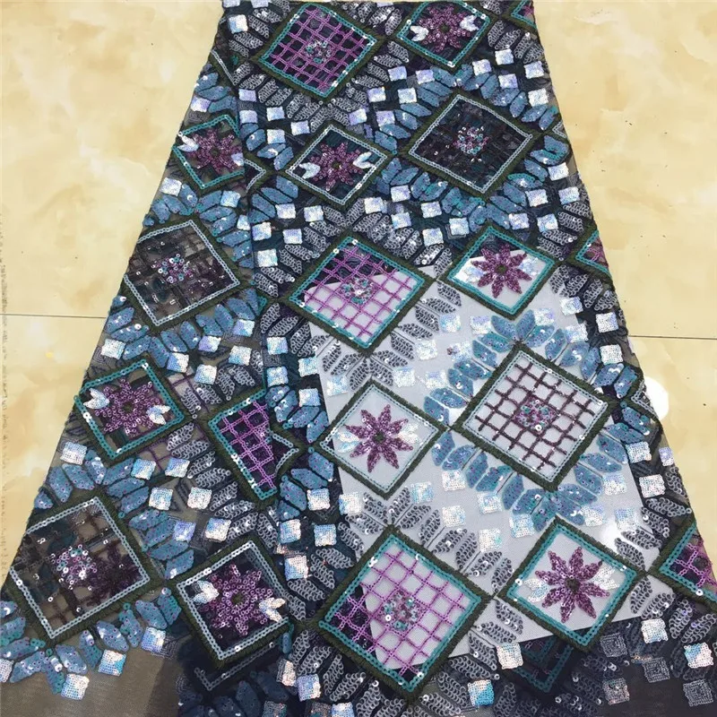 

Multi Nigerian Sequins Lace Fabrics 2020 3d African Lace Fabric Wedding African Fabric Lace For Embroidery Lace trim 5yards
