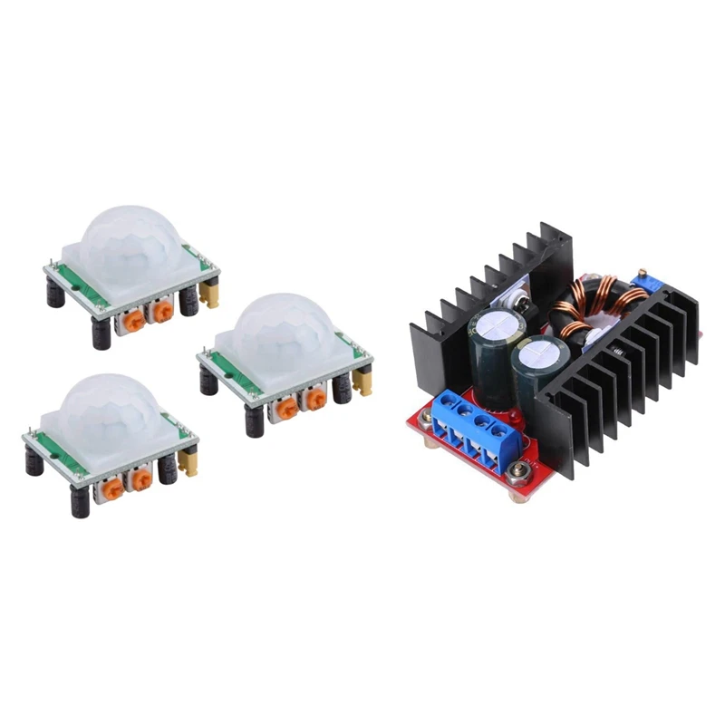 

3 шт., модуль детектора PIR-датчика движения с Φ 10-32 В до 12-35 В, повышающий преобразователь, модуль