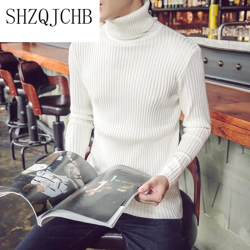 

autumn 2021 and winter fashion casual men's sweater slim slimming men's high collar knitted pullover M-3XL