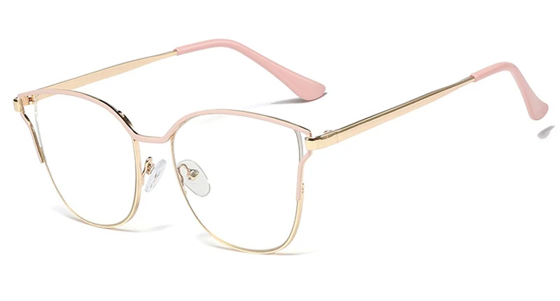 pink gold Peekaboo, ретро оптические очки, кошачий глаз, прозрачные линзы, аксессуары, золотой рецепт, оправа для очков, металлические женские подарочные предметы, белый цвет - Цвет оправы: pink gold